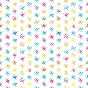 Colorful seamless background with rows of flowers in a polka dot style