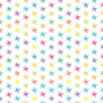 Colorful seamless background with rows of flowers in a polka dot style