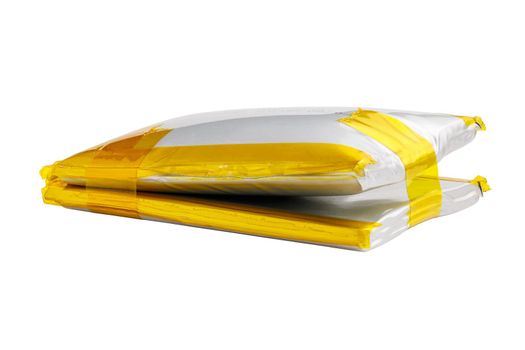 swollen double Li-ion battery pack isolated on white background.
