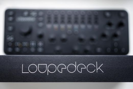 Kyiv, Ukraine - 28 December 2021: Loupedeck Photo Editing Console and Lightroom Keyboard for Adobe Lightroom
