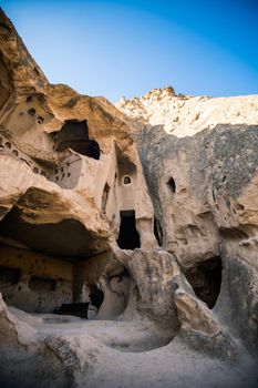 External wall of astonishing Selime Monastery in Cappadocia, Turkey