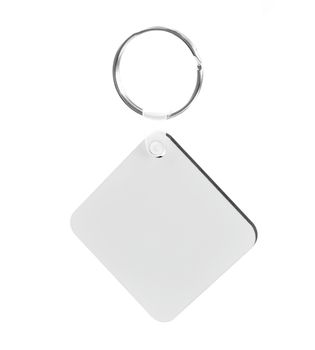 White empty square key holder with metal ring