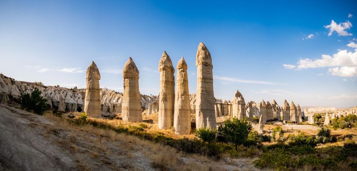 Panoramic view of Love valley in Cappadocia, Turkey