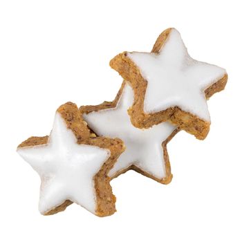 Cinnamon Star biscuits isolated on white background.