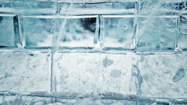 ice wall of arctic igloo house. ice brick texture.