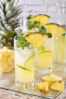 Fresh lime and mint combined with fresh pineapple juice and tequila. Pineapple cocktails always have a bright taste and aroma! 

