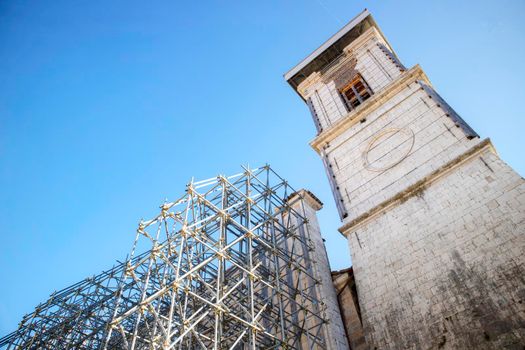 The reconstruction of the city of Norcia in central Italy after the devastating earthquake. 