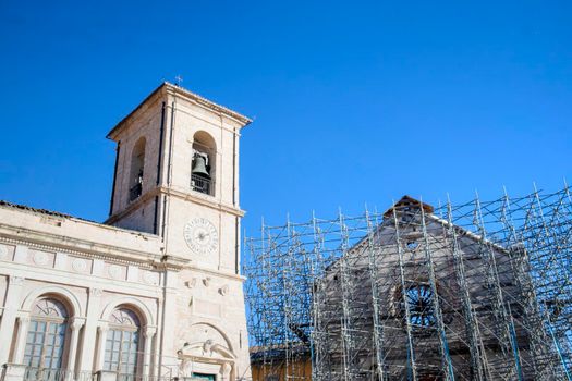 The reconstruction of the city of Norcia in central Italy after the devastating earthquake. 