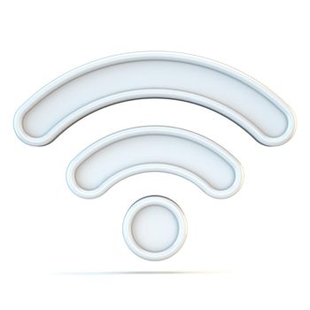 White WiFi sign 3D rendering illustration isolated on white background