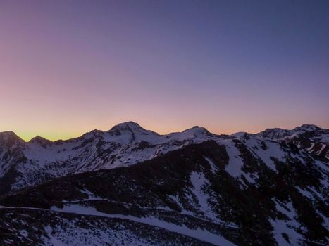 Val Senales panorama of the mountain and the snowy valley with glacier. High quality photo