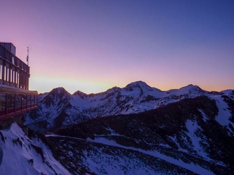 Val Senales panorama of the mountain and the snowy valley with glacier. High quality photo