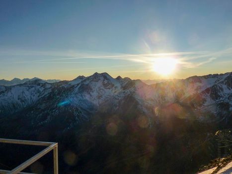 Val Senales panorama of the mountain and the snowy valley with glacier. High quality photo