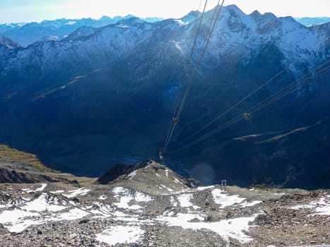Val Senales panorama with cableway cables. High quality photo