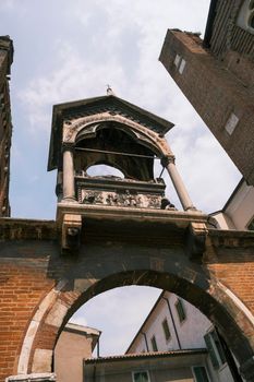 Tomb of Podesta of Verona Guglielmo da Castelbarco on the arch of Sant'Anastasia Church, Italy. High quality photo