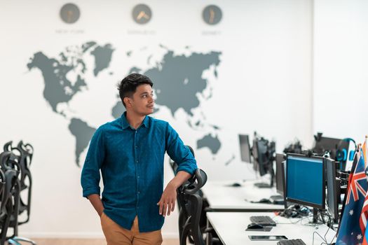 Portrait of casual business men leader standing confidence at Co-Working space.Small Business Startup Concept. Selective focus. High-quality photo