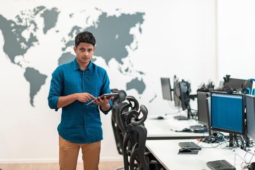 Portrait of casual business men leader standing confidence at Co-Working space.Small Business Startup Concept. Selective focus. High-quality photo