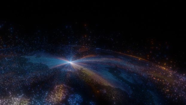 Glowing sphere with a map of the world from particles. 3d illustration. Background for your design