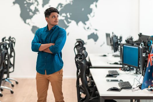 Portrait of casual business men leader standing confidence at Co-Working space.Small Business Startup Concept. Selective focus. High-quality photo