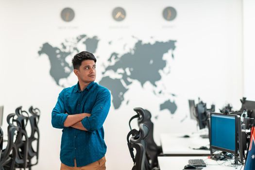 Portrait of casual business men leader standing confidence at Co-Working space.Small Business Startup Concept. Selective focus. High-quality photo