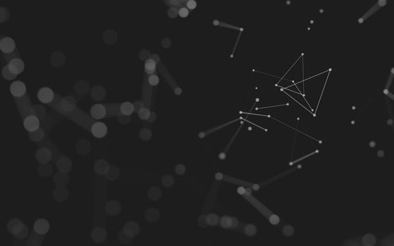 Abstract background. Molecules technology with polygonal shapes, connecting dots and lines. Connection structure. Big data visualization. 