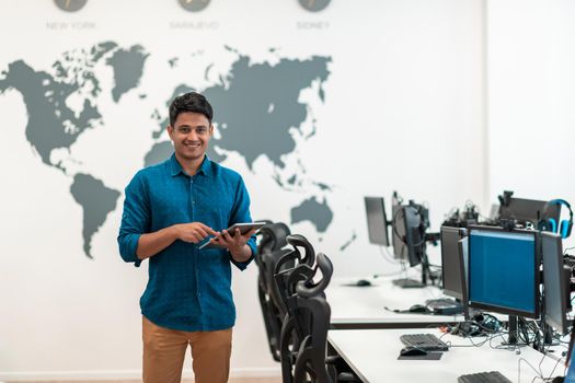 Portrait of casual business men leader standing confidence at Co-Working space.Small Business Startup Concept. Selective focus. High-quality photo