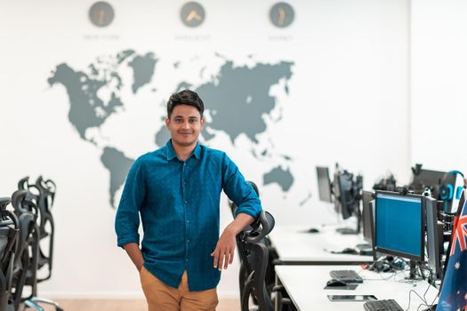 Portrait of casual business men leader standing confidence at Co-Working space.Small Business Startup Concept. Selective focus. High-quality photo