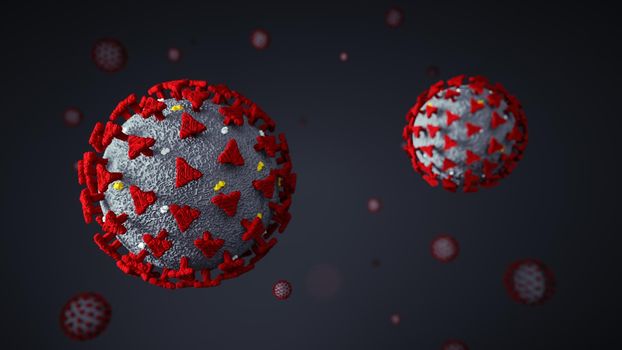 Coronavirus 2019-nCov novel coronavirus concept resposible for flu outbreak and coronaviruses influenza as dangerous flu strain cases as a pandemic. Microscope virus close up. 3d rendering. 3d illustration