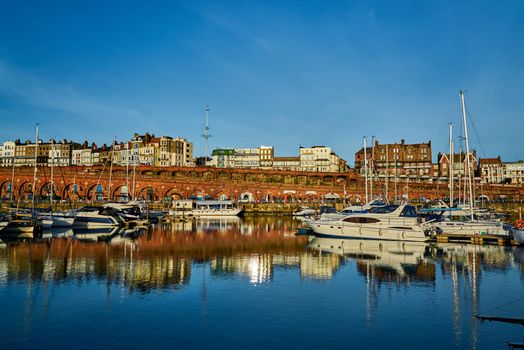 The arches of Ramsgate Royal Harbour in the early morning light