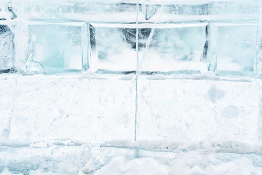 wall of the house made of ice bricks. housing of the arctic peoples