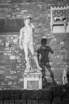 David by Michelangelo Buonarroti in Florence, Italy. Famous masterpiece male perfection