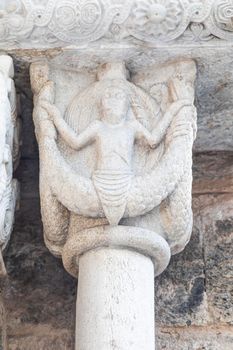 St Michael Abbey - Sacra di San Michele - Italy. Gargoyle monster sculpture, 11th Century