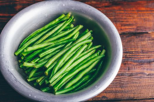 Fresh Green Bean in a Metal Bowl