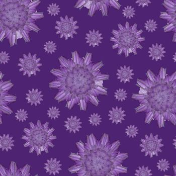 Floral Repeat Pattern. Violet Flower on Purple Background. Floral Abstract Background. Flower Seamless Pattern.