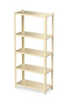 Metal shelving unit on white background