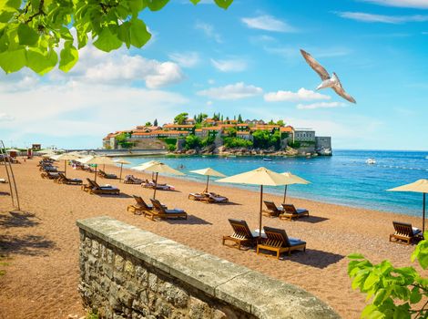 Beach near the island of Sveti Stefan