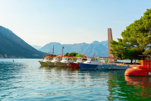View Lovcen mountain from Bay of Kotor and Kotor town