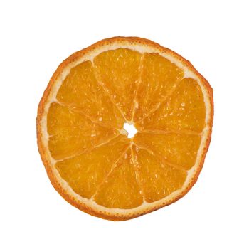 Dried slice of orange isolated on white background.