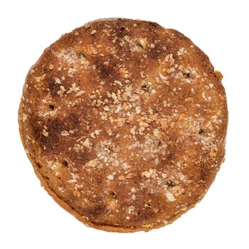 Slice of round rye bread isolated on a white background