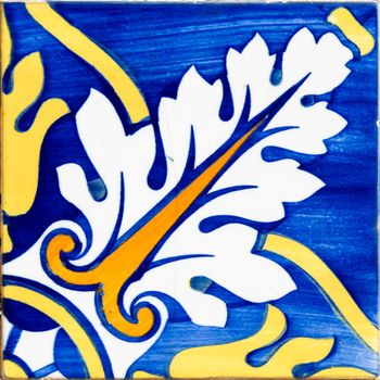 Closeup detail of old Portuguese glazed tiles.