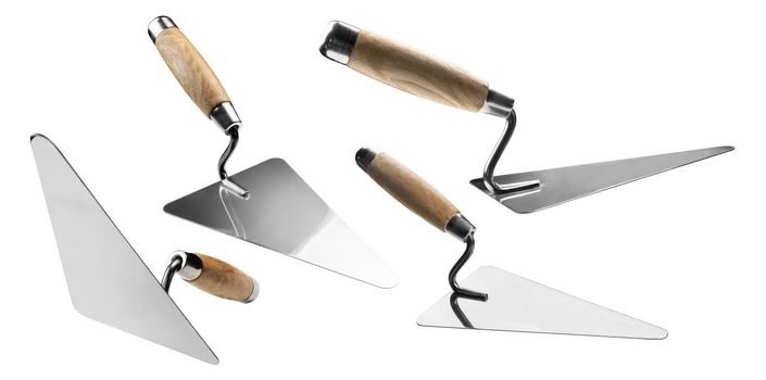 Trowel in different angles on a white background.