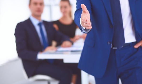 Closeup of a business handshake .