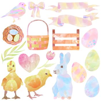 Easter animals with flowers and eggs