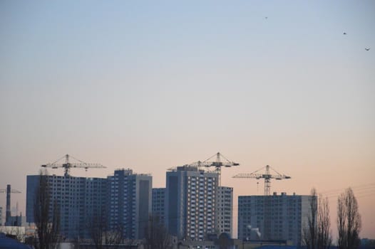 Residential new buildings at daybreak in a the city