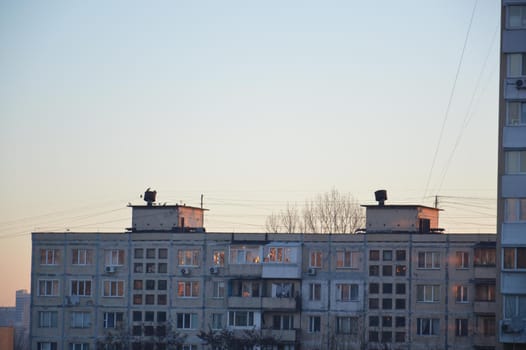 Residential new buildings at daybreak in a the city