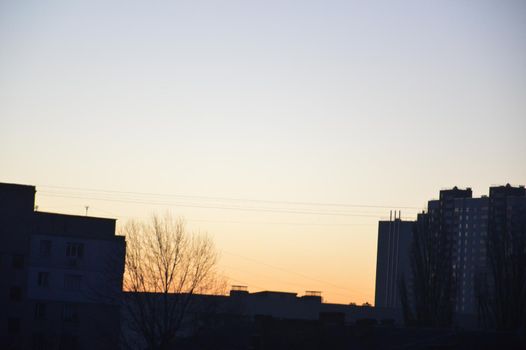 Residential new buildings at daybreak in a the city