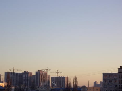 Residential new buildings at daybreak in a the city