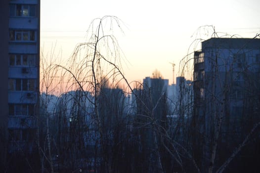 Residential new buildings at daybreak in a the city