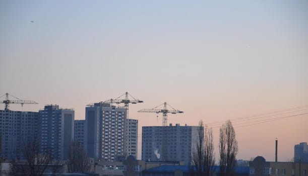 Residential new buildings at daybreak in a the city