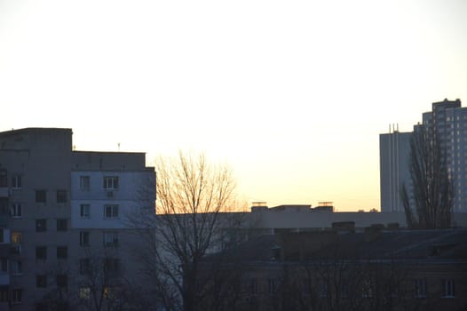 Residential new buildings at daybreak in a the city