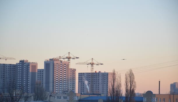 Residential new buildings at daybreak in a the city